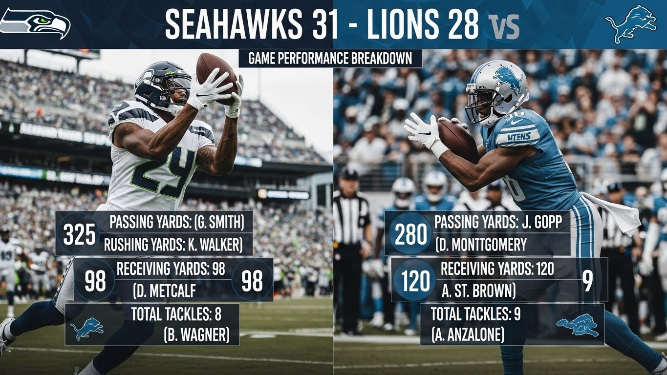 Seahawks vs Detroit Lions match player stats